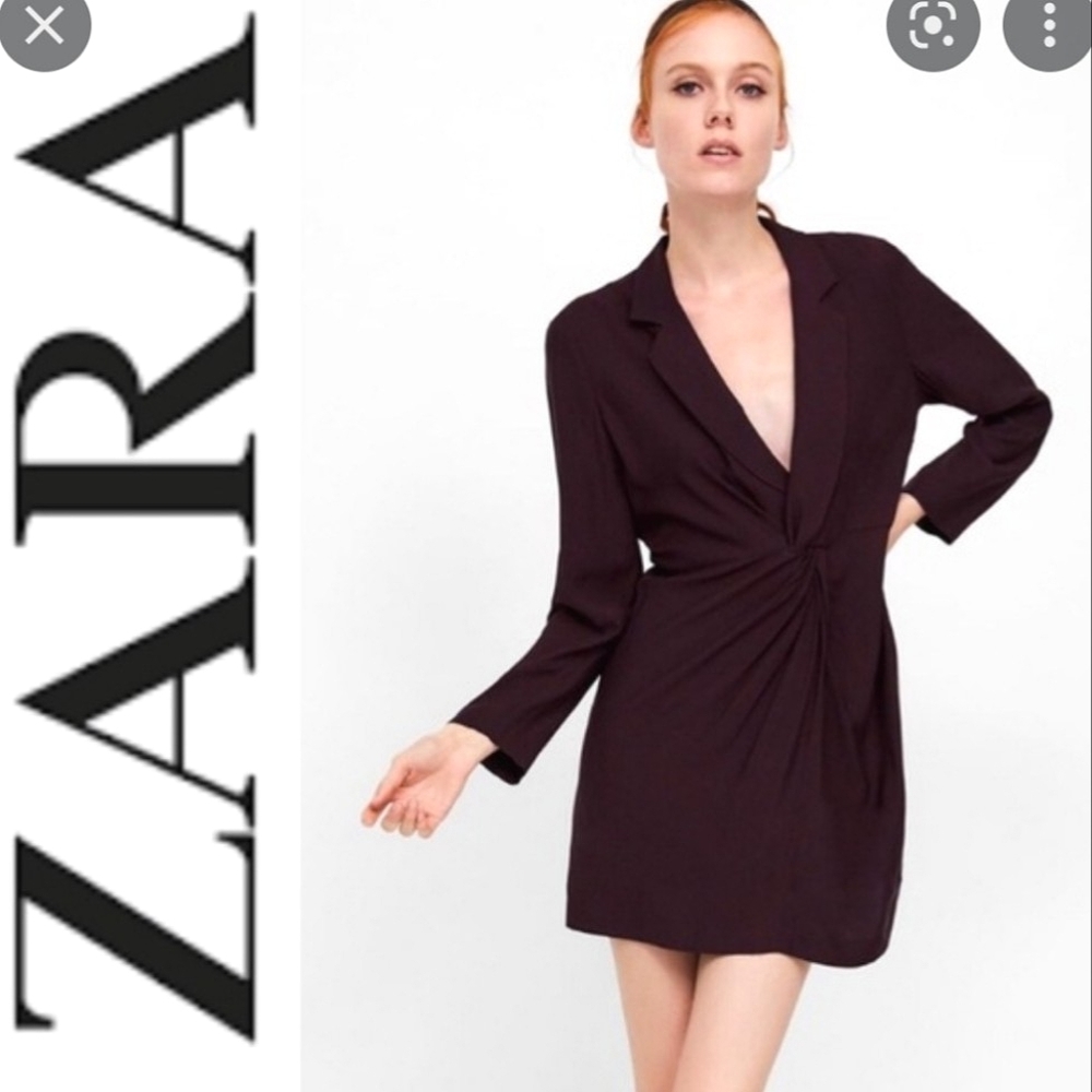 Zara Plum Twist Front Long Sleeve Dress Size XS